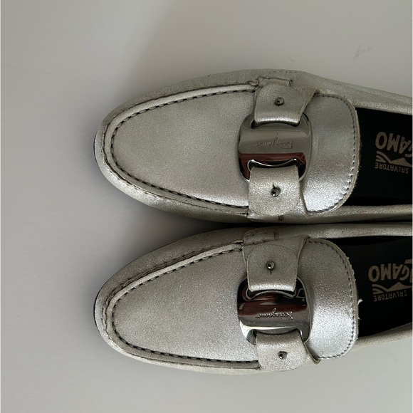 Salvatore Ferragamo | silver suede loafers - Picture 3 of 11